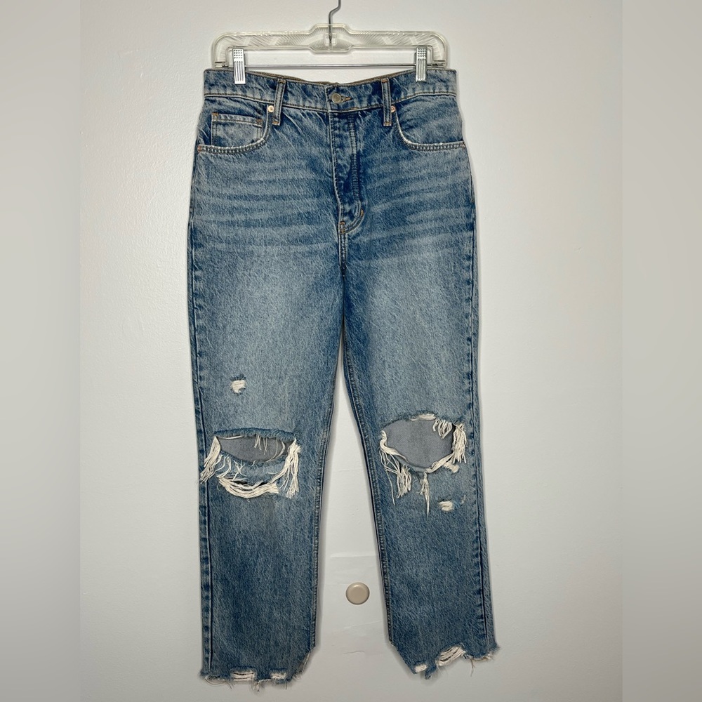 Free People Distressed Straight Leg Jeans Size 28